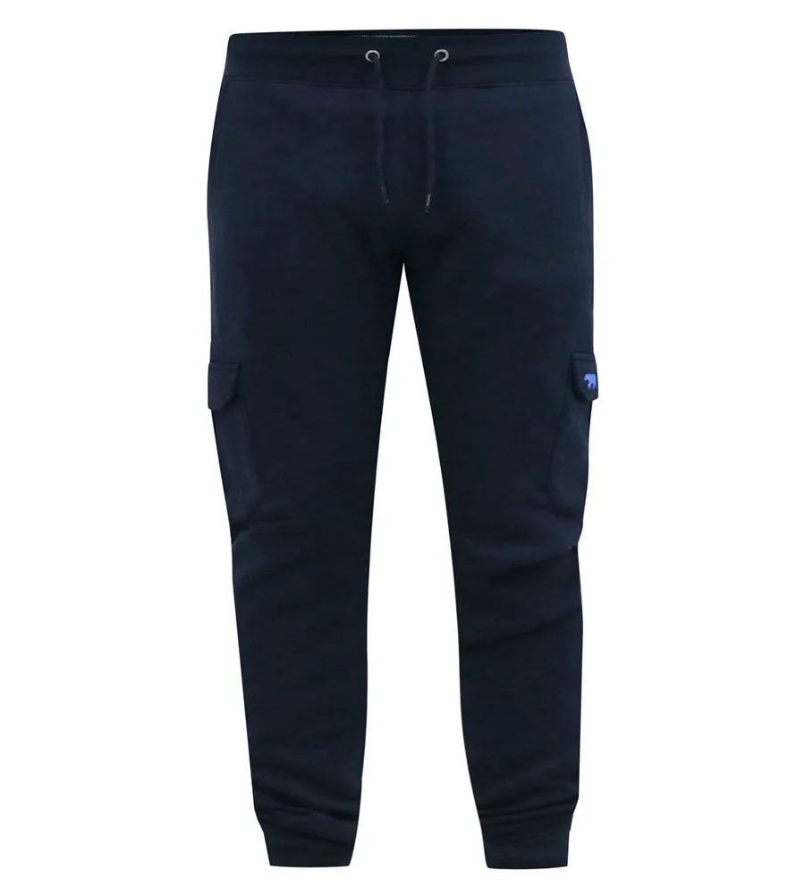 D555 Big Men's Navy Joggers with Cargo Pocket and Ribbed Cuffs (TILDEN 1)